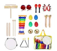 Instrument de Musique pour Enfant, ULIFEME 24 Pièces Instruments de Musique en Bois Percussion pour Bébé avec Xylophone, Tambourin, Triangle et Autre Instrument Jouets dans Un Sac de Transport