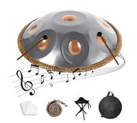 Instrument de Percussion 22 Pouces en Ré Mineur - Handpan 432Hz/440Hz, Hand pan avec Support et Sac de Transport, Instrument de Musique pour Percussion, Tambour à Main(Gold-Silver,440HZ/10Note)