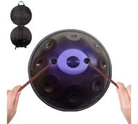 Instrument de Percussion à Main, 440 Hz Tambour en acier, 9/10/12 Notes 22 Pouces, Instrument de tambour handpan D mineur, pour Joueurs Expérimentés(Dark purple,10 Notes)