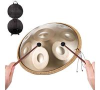 Instrument de Percussion à Main, 440 Hz Tambour en acier, 9/10/12 Notes 22 Pouces, Instrument de tambour handpan D mineur, pour Joueurs Expérimentés(Gold,9 Notes)