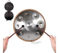 Instrument de Percussion à Main, 440 Hz Tambour en acier, 9/10/12 Notes 22 Pouces, Instrument de tambour handpan D mineur, pour Joueurs Expérimentés(Silver,9 Notes)