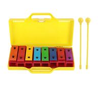 Instrument de Percussion Professionnel Xylophone à 8 Notes, Jouet Musical Glockenspiel pour Enfants avec 2 Baguettes et boîte Jaune, Blocs sonores colorés pour l'éducation précoce