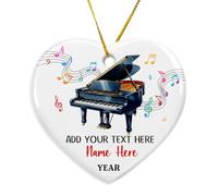 Instrument de piano personnalisé en céramique de Noël 2025, décoration de Noël pour pianiste musicien, texte et nom personnalisés pour amoureux de la musique, décoration de Noël souvenir