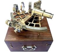 Instrument de sextant en laiton avec boîte en bois - 22,9 cm - Navire de navigation complet Astrolabe Sextant