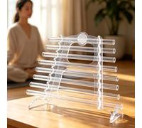 Instrument De SonothéRapie En Cristal Pur à 8 Notes, Sur Support Manuel Transparent-444Hz