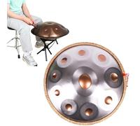 Instrument de tambour handpan, Batterie à main de 22 pouces en ré mineur, 9/10/12 notes 440 Hz instrument de percussion, Tambour À Main pour guérison sonore(Gold+Silver,10 Notes)