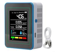 Instrument de test d'air avec capacité 5 en 1 pour TVOC, température, humidité, PM2,5, et affichage des données en temps réel (blanc)