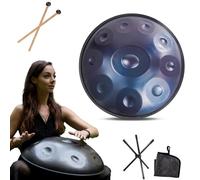 Instrument Handpan - 432Hz/440Hz 9/10/ 12 Notes - Steel Tongue Drum De 55cm - Hand Pan Drum Avec Support Pour La Guérison Sonore (Size : 440Hz, Color : BLUE_10 NOTES)