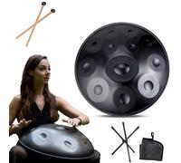 Instrument Handpan - 432Hz/440Hz 9/10/ 12 Notes - Steel Tongue Drum De 55cm - Hand Pan Drum Avec Support Pour La Guérison Sonore (Size : 440Hz, Color : BLACK_12 NOTES)