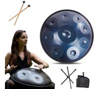 Instrument Handpan - 432Hz/440Hz 9/10/ 12 Notes - Steel Tongue Drum De 55cm - Hand Pan Drum Avec Support Pour La Guérison Sonore (Size : 440Hz, Color : BLUE_9 NOTES)