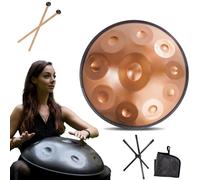 Instrument Handpan - 432Hz/440Hz 9/10/ 12 Notes - Steel Tongue Drum De 55cm - Hand Pan Drum Avec Support Pour La Guérison Sonore (Size : 432Hz, Color : GOLD_10 NOTES)