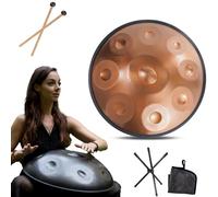 Instrument Handpan - 432Hz/440Hz 9/10/ 12 Notes - Steel Tongue Drum De 55cm - Hand Pan Drum Avec Support Pour La Guérison Sonore (Size : 432Hz, Color : GOLD_9 NOTES)
