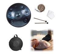 Instrument Handpan Drum 22 Pouces D Minor, 9/10/12 Tons 432/440 Hz Tambour À Main En Acier, Hand Pan Drum Avec Support pour la Guérison du son, la Méditation, le Yoga(Bleu,440HZ/9Note)
