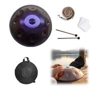 Instrument Handpan Drum 22 Pouces D Minor, 9/10/12 Tons 432/440 Hz Tambour À Main En Acier, Hand Pan Drum Avec Support pour la Guérison du son, la Méditation, le Yoga(Deep Purple,432HZ/12Note)