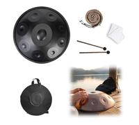 Instrument Handpan Drum 22 Pouces D Minor, 9/10/12 Tons 432/440 Hz Tambour À Main En Acier, Hand Pan Drum Avec Support pour la Guérison du son, la Méditation, le Yoga(Noir,432HZ/9Note)