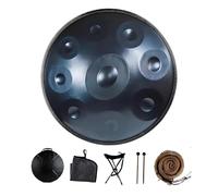 Instrument Handpan, Tambour À Main En Acier De 55cm Tambour handpan 440Hz, 9/10/12 Notes Avec Support, sac à main souple, 2 maillets, Pour La Guérison Sonore(Blue,9 Notes)