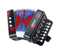 Instruments à clavier accordéon jouet bouton pour enfants avec 7 touches aiguës, 3 valves d'air, dragonne, jouet musical pour débutants, Noir