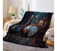 Instruments de Musique Couverture Polaire Musique Guitare 100 x 130 cm Plaid Flanelle Douce et Chaude, Impression 3D, Jeté de Lit ou Canapé pour Enfant et Adulte