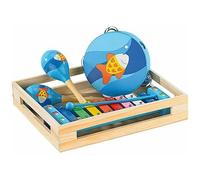 Playtastic Instruments de musique en bois: Xylophone, tambourin et 2 maracas