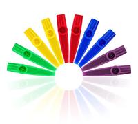 Instruments de musique kazoos en plastique avec diaphragmes de flûte kazoo pour cadeau, prix et fêtes, 5 couleurs (10 pièces)