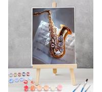 Instruments de musique Peinture par numéros Jaune, Peinture par numéros Kit pour adultes Numéro d'art Kits Easy Paint by Numbers pour débutants Paint by Numbers 30x40cm Model YEYUMEOZ2-N