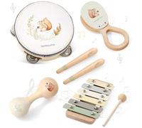 Instruments de Musique pour Bébé, 4 in 1 Jouets musicaux Montessori pour Tout-Petits, écureuil Bois Jouets musicaux aux Couleurs Neutres, Cadeau de Noël et d'anniversaire pour Enfants de 1 à 3 Ans