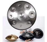 Instruments De Percussion Handpan En Acier, Tambour À Main Kurde En D De 22 Pouces, Instruments De Musique À Percussion Ensemble De Tambour À Main 9/10/12 Notes(Silver,9 notes(432Hz))