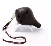 Instruments ocarina en céramique, Poterie Alto C à 6 trous Xun Ocarina, Instrument noir for débutant avec corde suspendue(Style 1)