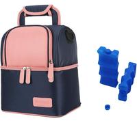 Insulated Bag For Baby Bottle Waterproof Warming Backpack For Breast Milk 2 Ice Cube Box Included,Pink,Modern