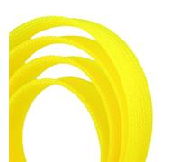 Insulated Braid Sleeving 2mm - 50mm Tight Expandable Cable Wire Sleeve Flame-retardant Nylon Braided Mesh Sheath Tube(Yellow,4mm,15 Meters)