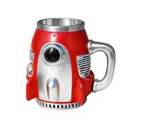 Insulated Coffee Mug - Space Theme Bottle, Rocket Shaped Cup for Heat Retention, Stainless Steel Drinkware with Lid Grip, Novelty Beverage Container Travel Use