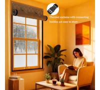 Insulated Curtain with Perspective Window, 26" 34" 47" 51" 63" 71" Insulation Windows Curtains Made of Oxford&Cotton, Reusable Window Thermal Cover for Winter(Gris,63x63in)