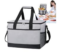 Insulated Food Bag, Thermal Lunch Bag, 16.54x11.02x11.81 inches, Portable Cooler Tote, 35l Hot Cold Retention Storage Carrier with Handle for Home, Picnic, Camping, Beach, Travel, School, RV, Grocery