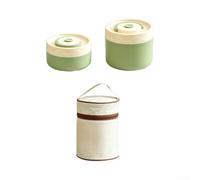Insulated Lunch Box Set 2 Pcs Stackable Pottery(Green)