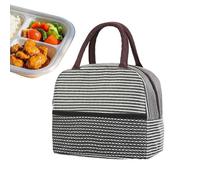 Insulated Lunch Tote Bag, Portable Food Container Carrier, Stripe Design with Mesh Pocket, Thermal Lunch Box for Kids Adults, Office School, Camping Outdoor Picnic Beach, Leak Resistant Meal Storage