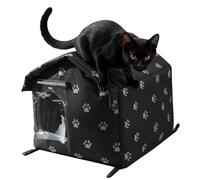 Insulated Outdoor Pet House - Waterproof Oxford Cloth Cat Hideaway for Winter | Windproof & Rainproof Stray Cat Cave with Roller Shutter | Thermal Shelter for Kittens, Puppies & Bunnies
