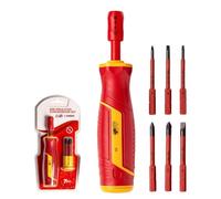 Insulated Screwdriver Set, 6-in-1 Interchangeable Electrician Tool Kit | Quick-Change Bit System, Anti-Slip Handle, S2 Alloy Tool Steel Shafts for Safe Electrical Repairs, Appliances, and Home Fixes