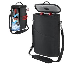Insulated Wine Tote | 2 Bottle Wine Cooler Carrier - Leakproof Pouch Carrier Chiller Bag With Adjustable Shoulder Strap And Handle For Travel Picnic Golf Adults Men Women Beer Champagne Whis