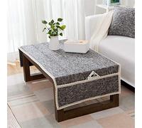 Insun Nappe de Table en Coton et Lin avec Poche de Rangement Nappe avec Bordures de Dentelle Anti Tache Gris Noir 50x160cm Rectangulaire