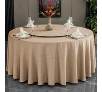 Insun Nappe Ronde en Tissu Aspect Lin Anti-tâches Imperméable pour Maison Restaurant Décoration Kaki 240 cm