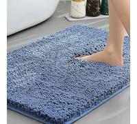 Insun Tapis de Bain en Chenille, Tapis Salle de Bain Antidérapant Absorbant Doux Lavable en Machine Bleu Brumeux 60 x 90 cm
