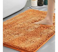 Insun Tapis de Bain en Chenille, Tapis Salle de Bain Antidérapant Absorbant Doux Lavable en Machine Orange 40 x 240 cm