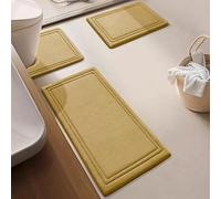 Insun Tapis de Bain en Mousse à Mémoire de Forme, Tapis Salle de Bain Antidérapant Lavable Beige 50 x 80 cm, 40 x 60 cm, U 40 x 50 cm