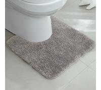 Insun Tapis de Bain Forme de U Antidérapant Absorbant, Tapis de Toilette en Microfibre Lavable en Machine pour Salle de Bain Gris Clair 50 x 50 cm