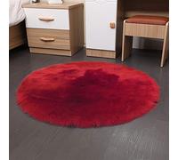 Insun Tapis de décoration en Fausse Fourrure Imitation Polaire Moelleuse Tapis Tapis de Sol Antidérapant Moquette Rond 100cm Diamètre Rouge