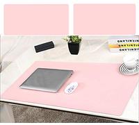 Insun Tapis de Souris en Cuir Synthétique Imperméable, Ultra mince Anti dérapant Sous-main Bureau avec Double Côtés et Une Seule Couleur Rose 50x35cm
