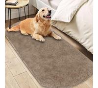 Insun Tapis Ovale Salon Shaggy Lavable, Doux Moelleux Tapis Chambre Antidérapant Marron Clair 1 200 x 300 cm