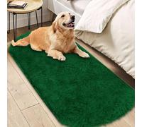Insun Tapis Ovale Salon Shaggy Lavable, Doux Moelleux Tapis Chambre Antidérapant Vert foncé 275 x 365 cm