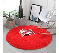 Insun Tapis Shaggy Monochrome Tapis à Poils Moelleux Pile Haute Rond Tapis en Polyester pour Le Salon la Chambre Rouge 40cm Diamètre