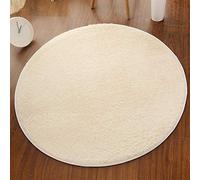 Insun Tapis Shaggy Monochrome Tapis à Poils Moelleux Pile Rond Tapis en Polyester pour Le Salon la Chambre Beige 110cm Diamètre